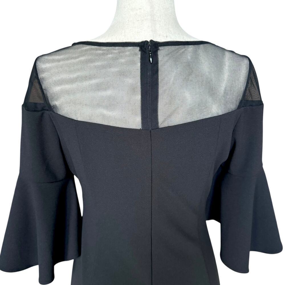 Calvin Klein Black Illusion Ruched Bell Sleeve Cocktail Dress, Women's Size 6 - Picture 10 of 15
